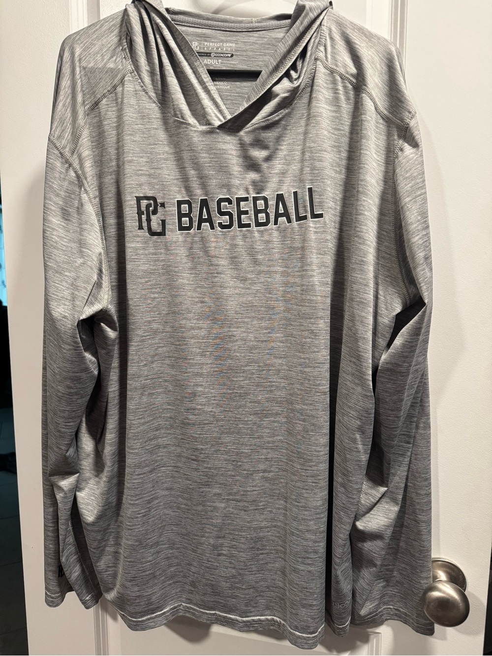 PC Baseball Men’s Gray Hooded Long-Sleeve Tee